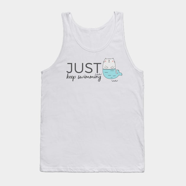 Cute cat relaxing in the swimming pool Tank Top by Sticker deck